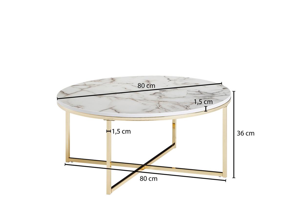 Klubska Miza Wl6.248 - zlate barve/bela, Konvencionalno, kovina/leseni material (80/36cm) - MID.YOU