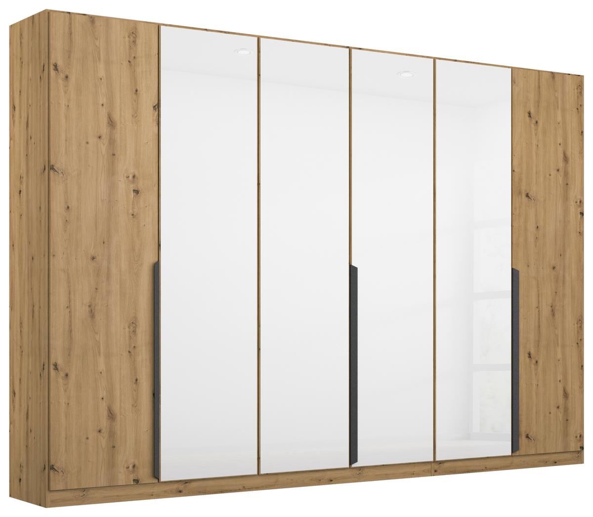 DULAP USI ROTATIVE ARTEMIS - alb/stejar Artisan, Modern, sticlă/material pe bază de lemn (271/210/54cm) - Modern Living