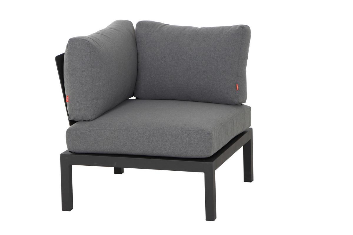 Modul-Loungegarnitur 4-tlg. Grau Teakholz - Anthrazit/Grau, KONVENTIONELL, Holz/Textil (252/84/252cm) - Siena Garden