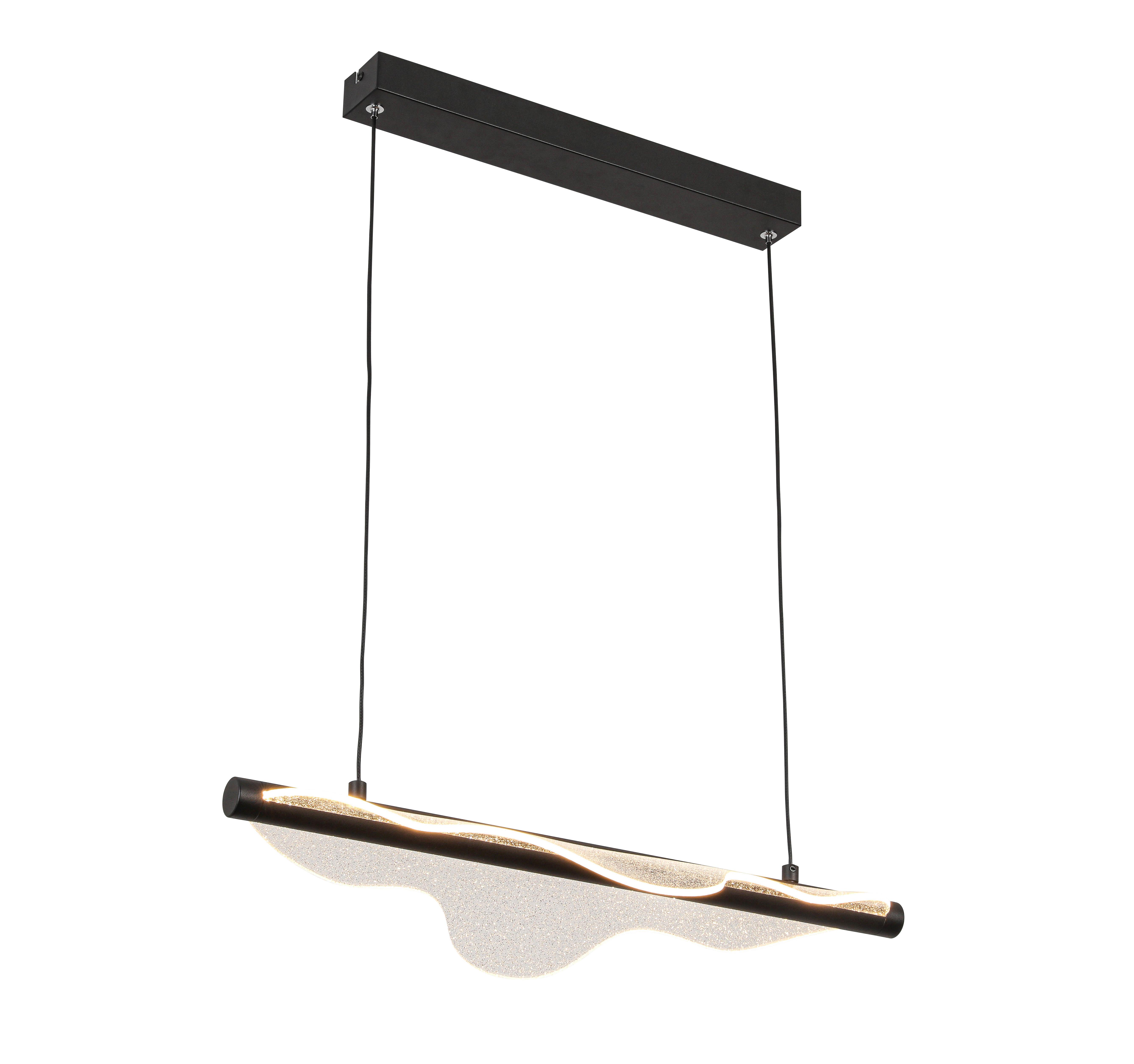 LED-Hängeleuchte Neu Schwarz max. 24 Watt - Transparent/Schwarz, MODERN, Kunststoff/Metall (60/28/120cm) - Modern Living