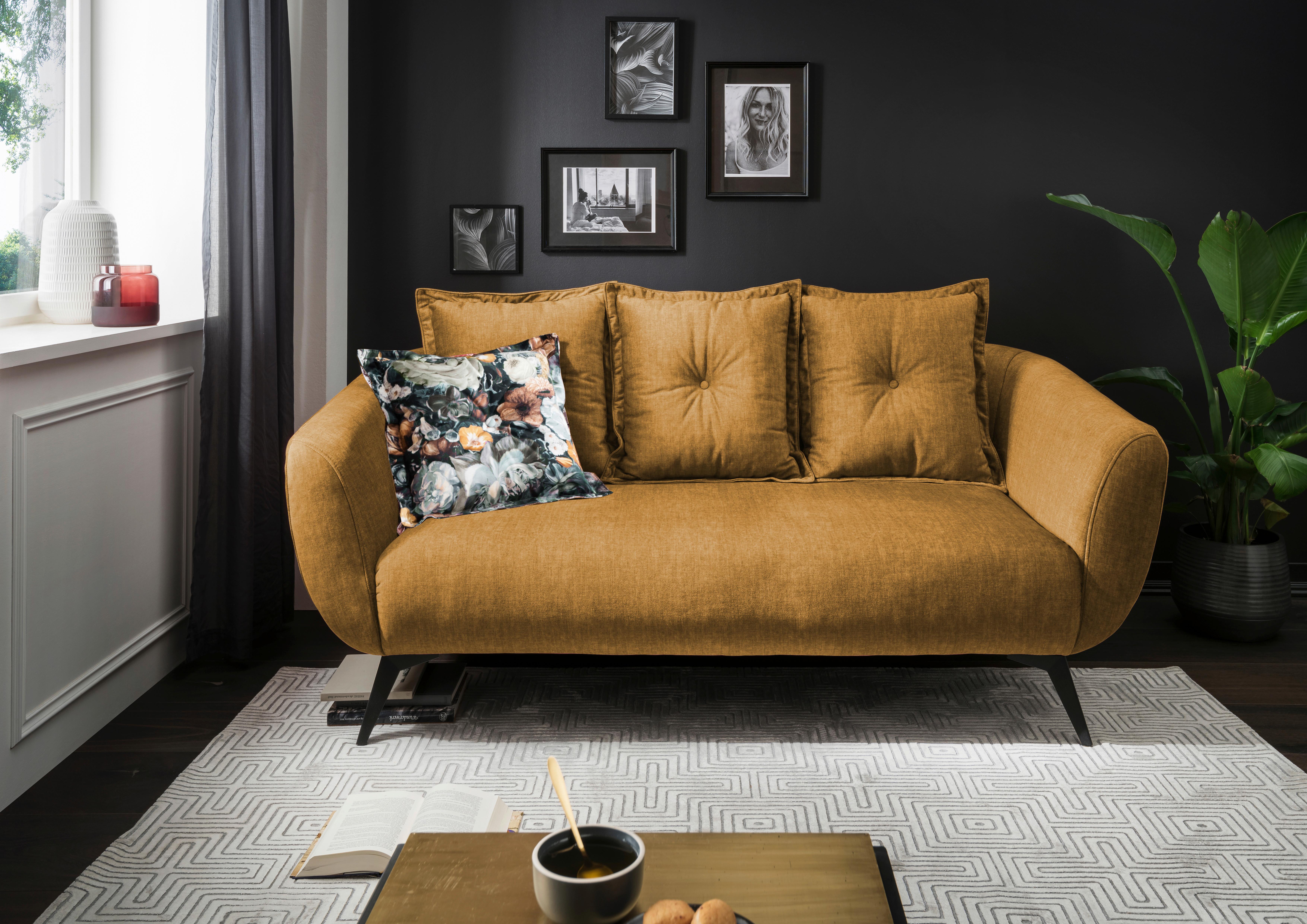 2,5-Sitzer-Sofa Baggio Gelb Velours - Gelb/Multicolor, MODERN, Holz/Textil (196/94/103cm) - Livetastic