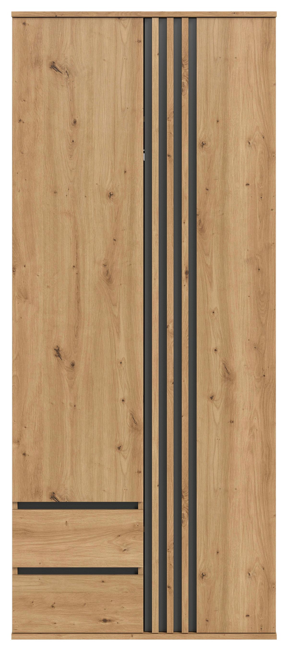 Drehtürenschrank TOFTA Eiche Artisan, Anthrazit - Anthrazit/Eiche Artisan, ROMANTIK / LANDHAUS, Holzwerkstoff (80/192/56cm) - Livetastic