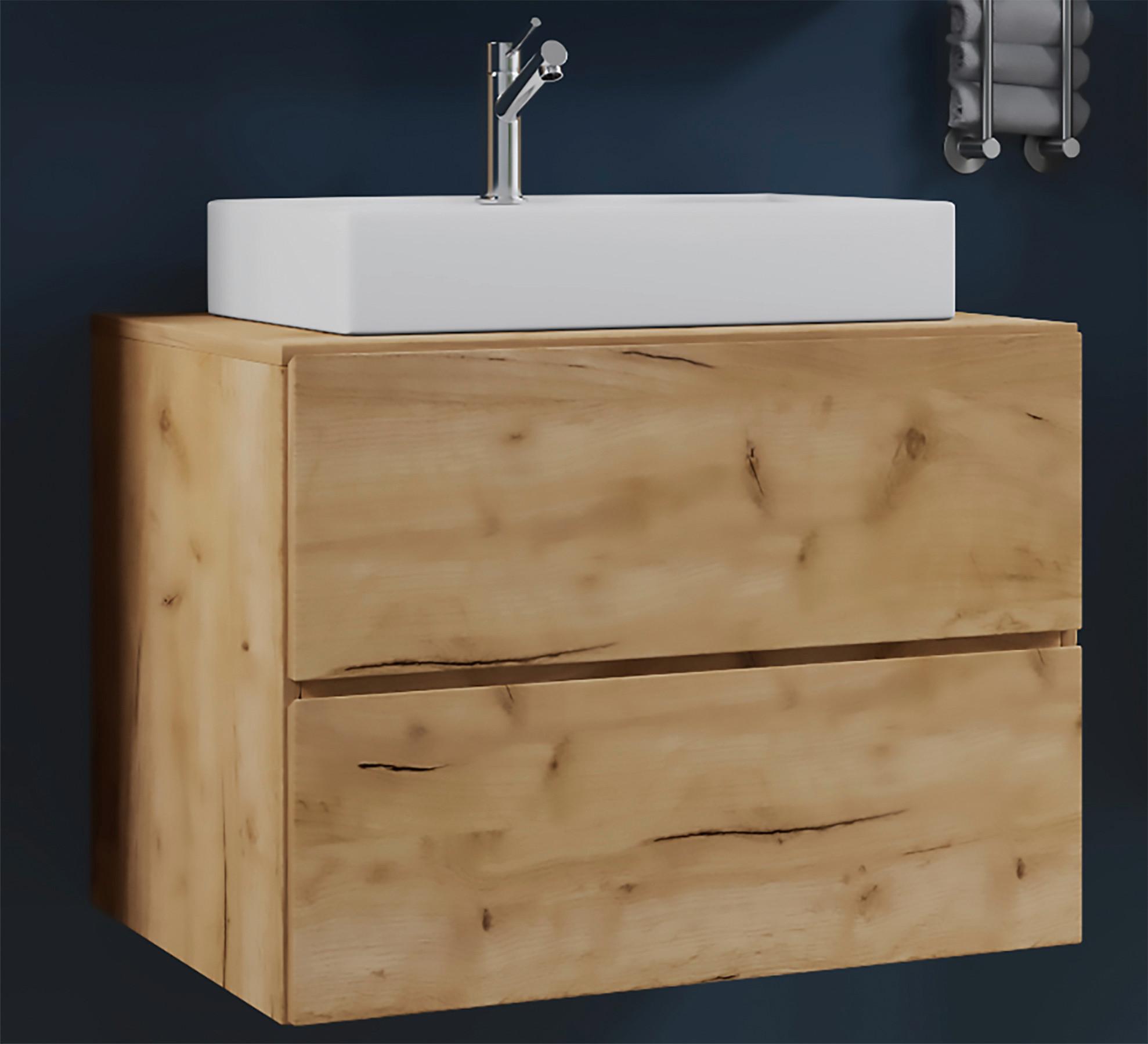 Waschtischkombi Lendas ca. 60 cm Honig/Eiche - Honigeiche/Eichefarben, MODERN, Keramik/Holzwerkstoff (60cm) - MID.YOU