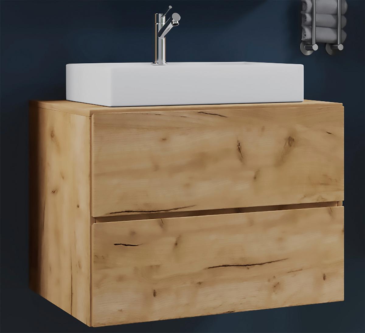 Waschtischkombi Lendas ca. 60 cm Honig/Eiche - Honigeiche/Eichefarben, MODERN, Keramik/Holzwerkstoff (60cm) - MID.YOU