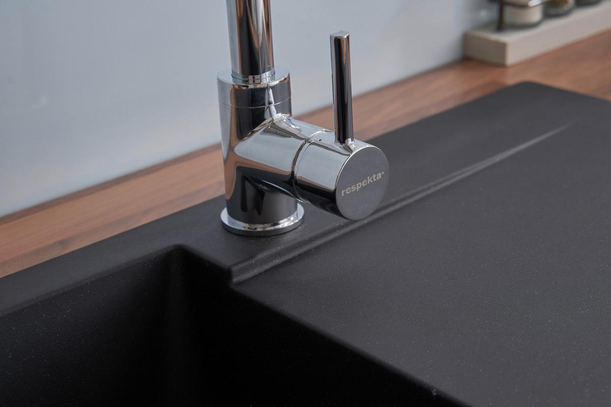 Einbauspüle Denver ca. 78x17x43,5 cm Schwarz - Schwarz, Trend, Glas/Kunststoff (78/17/43,5cm) - Respekta