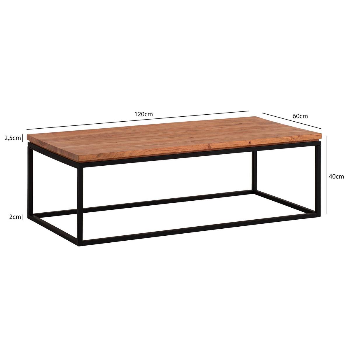 COUCHTISCH WL7.309 - Schwarz/Akaziefarben, Design, Holz/Metall (120/60/40cm) - Livetastic