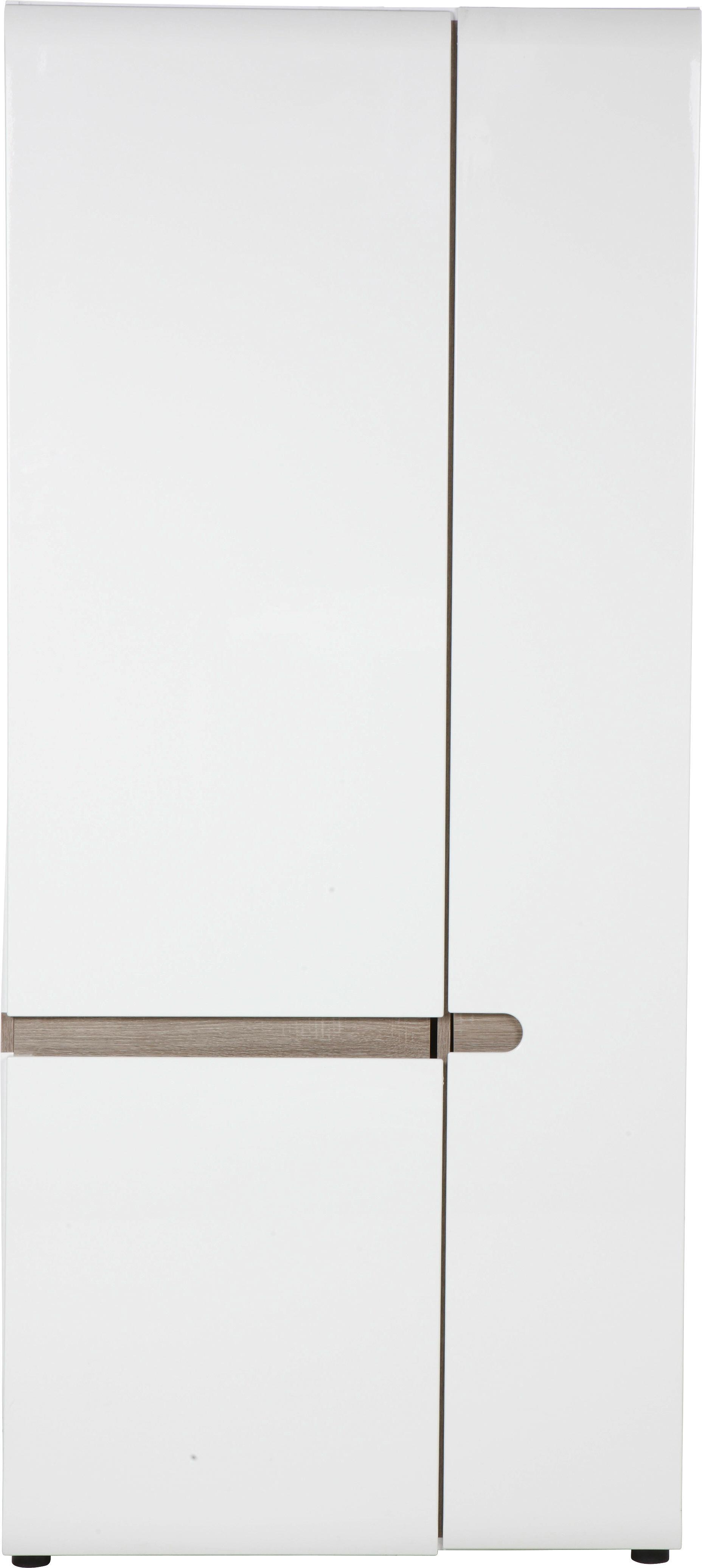 Garderobenschrank in Weiß Hochglanz/Eichefarben - Trüffeleichefarben/Weiß, MODERN, Holzwerkstoff (85/195/37cm) - Mömax modern living