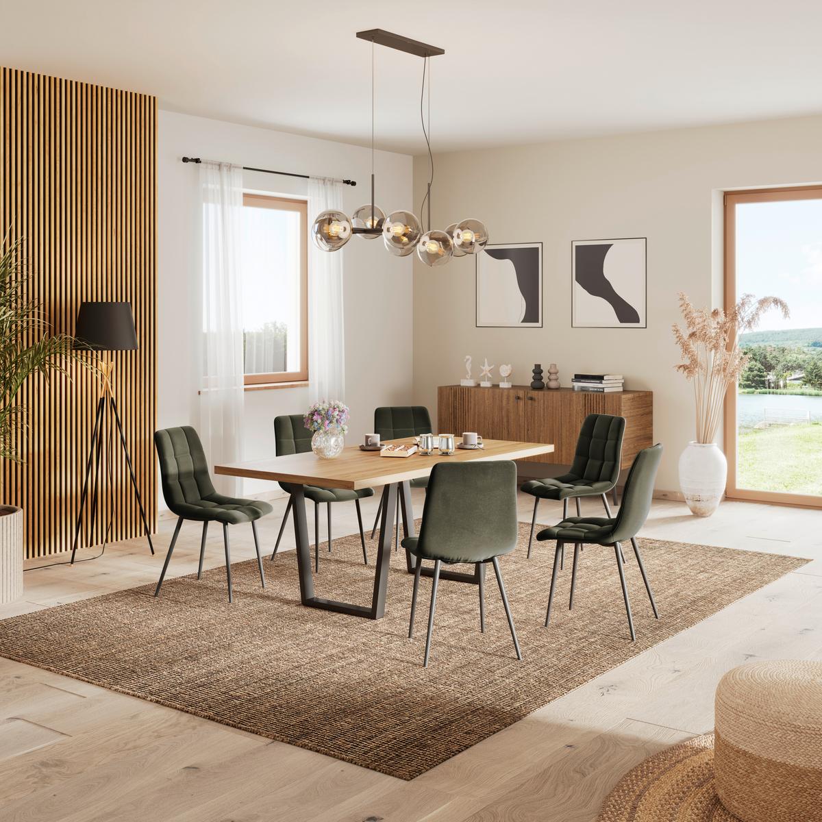 Stol Lech, Temno Siva - črna/temno zelena, Konvencionalno, kovina/tekstil (45/88/55cm)