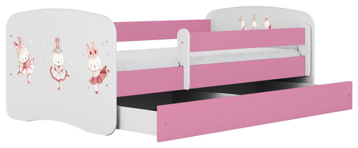 Otroška Postelja Babydreams, Bela, Roza, 80x160cm - pink/bela, Moderno, tekstil/leseni material (80/160cm) - MID.YOU