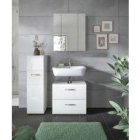 Badezimmer Ice 3-tlg. ca. 90 cm Weiß - Weiß Hochglanz/Silberfarben, MODERN, Holzwerkstoff/Kunststoff (90cm) - MID.YOU