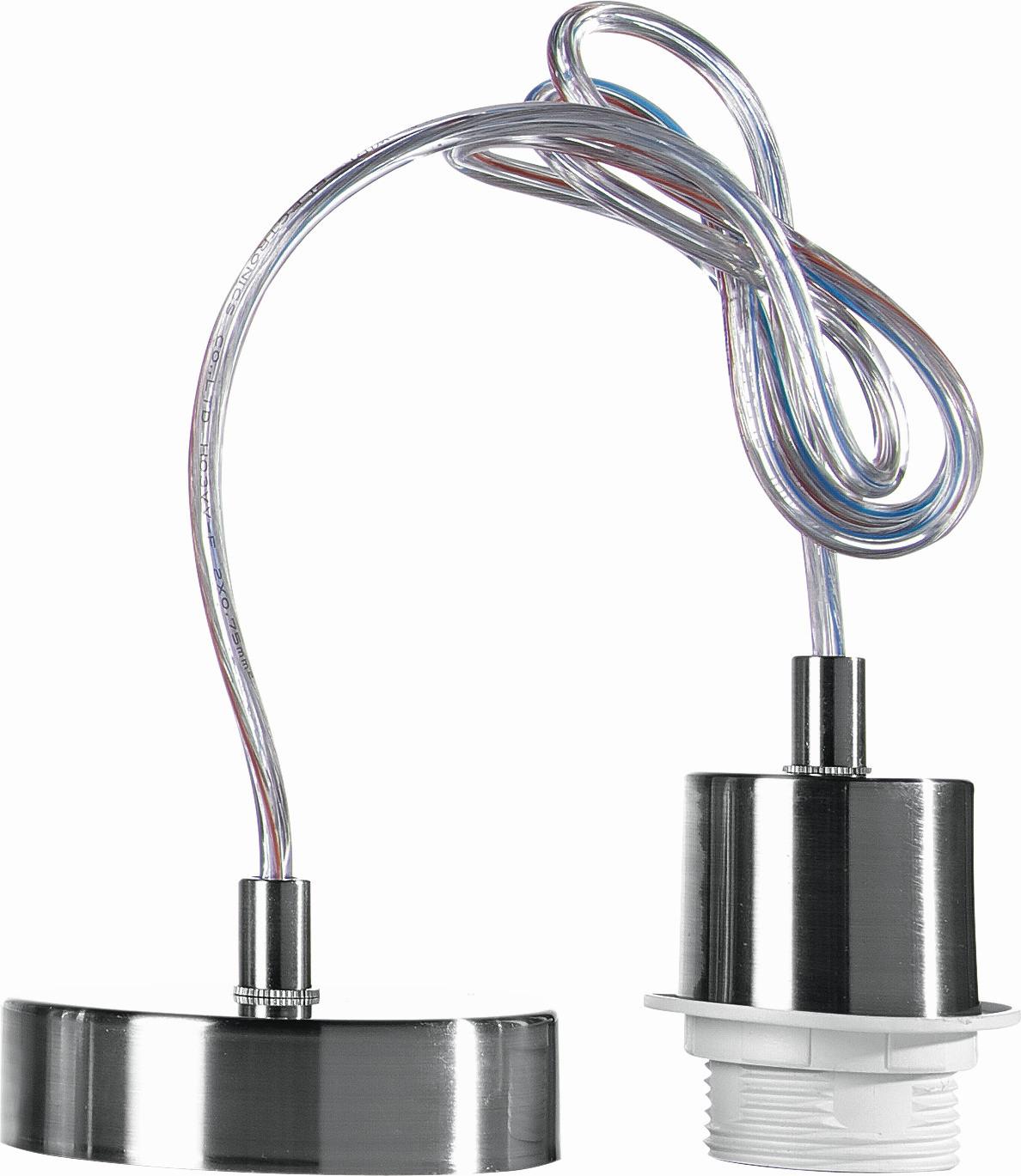 Schnurpendel Ancona max. 60 Watt - Nickelfarben, Kunststoff/Metall (120cm) - Modern Living