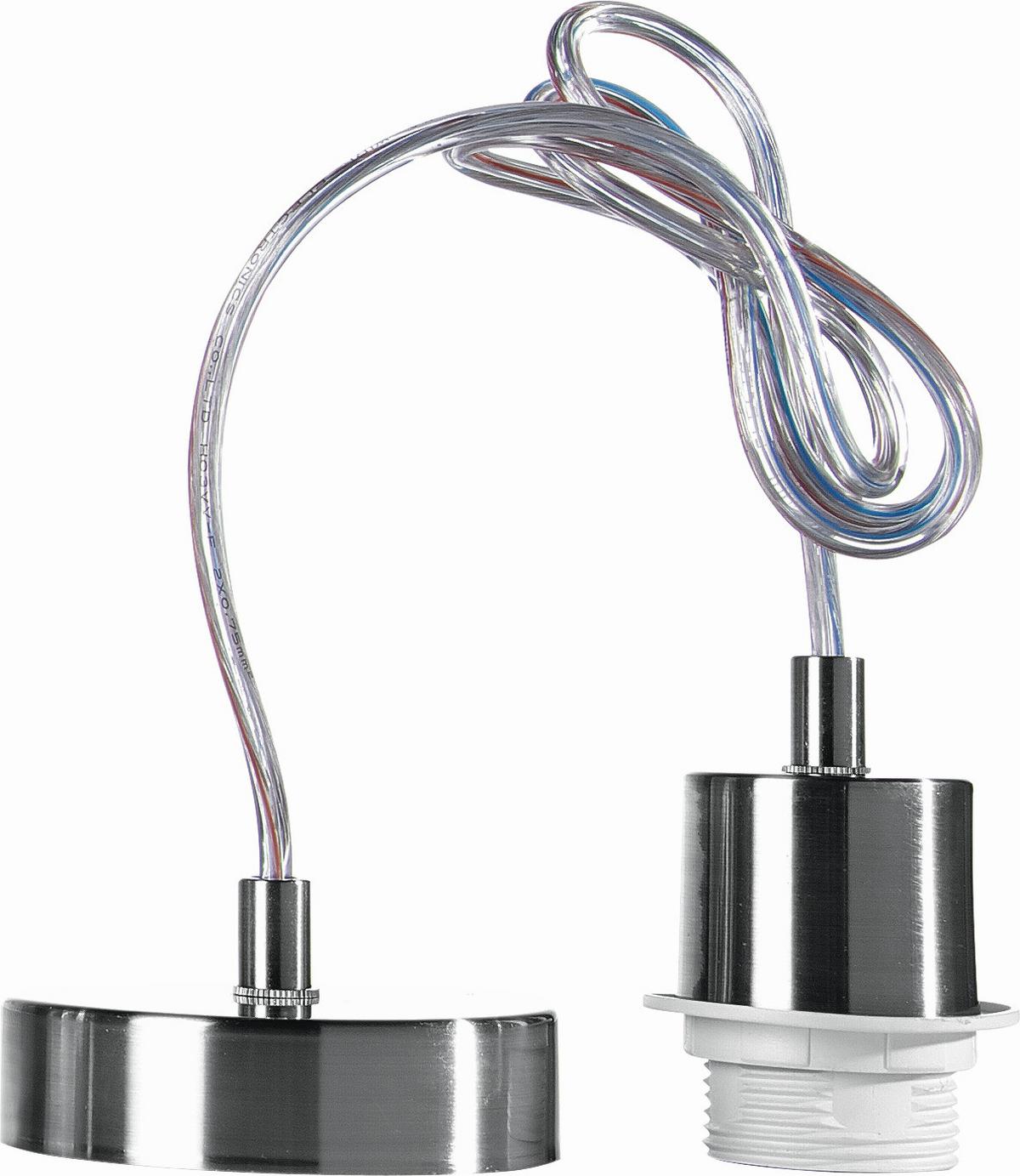 Schnurpendel Ancona max. 60 Watt - Nickelfarben, Kunststoff/Metall (120cm) - Modern Living