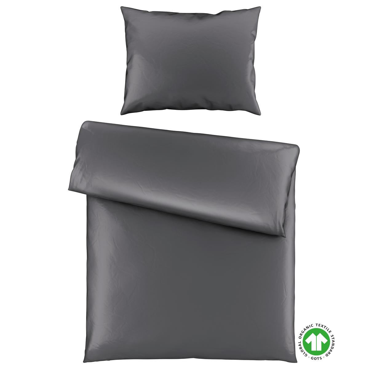 Bettwäsche Bio-Sophia Uni Anthrazit ca. 140x200cm - Anthrazit, Natur, Textil (140/200cm) - ecoTree