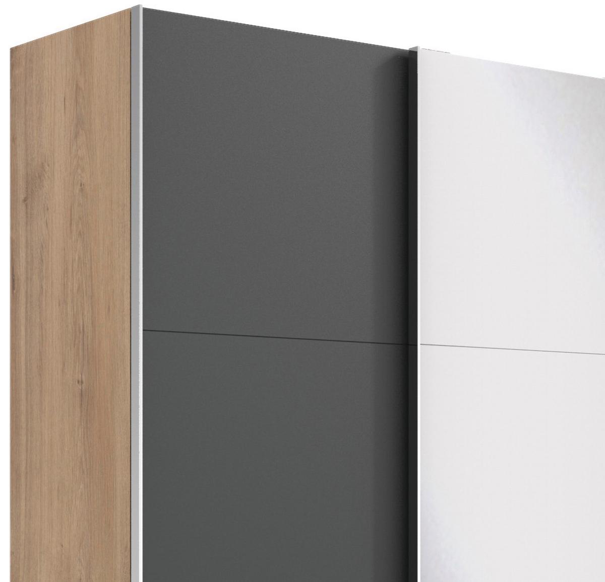 Ormar S Kliznim Vratima Level 36a - boje grafita/boje hrasta, Basics, staklo/drvni materijal (350/216/65cm) - Modern Living