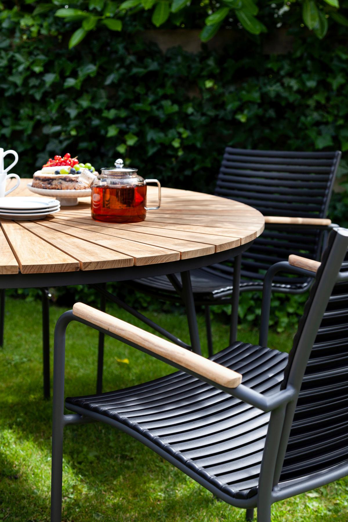 Gartentischgruppe Ellen/mood Classic Set - Anthrazit/Schwarz, Natur, Holz/Kunststoff (180/180/74cm) - Gardenson