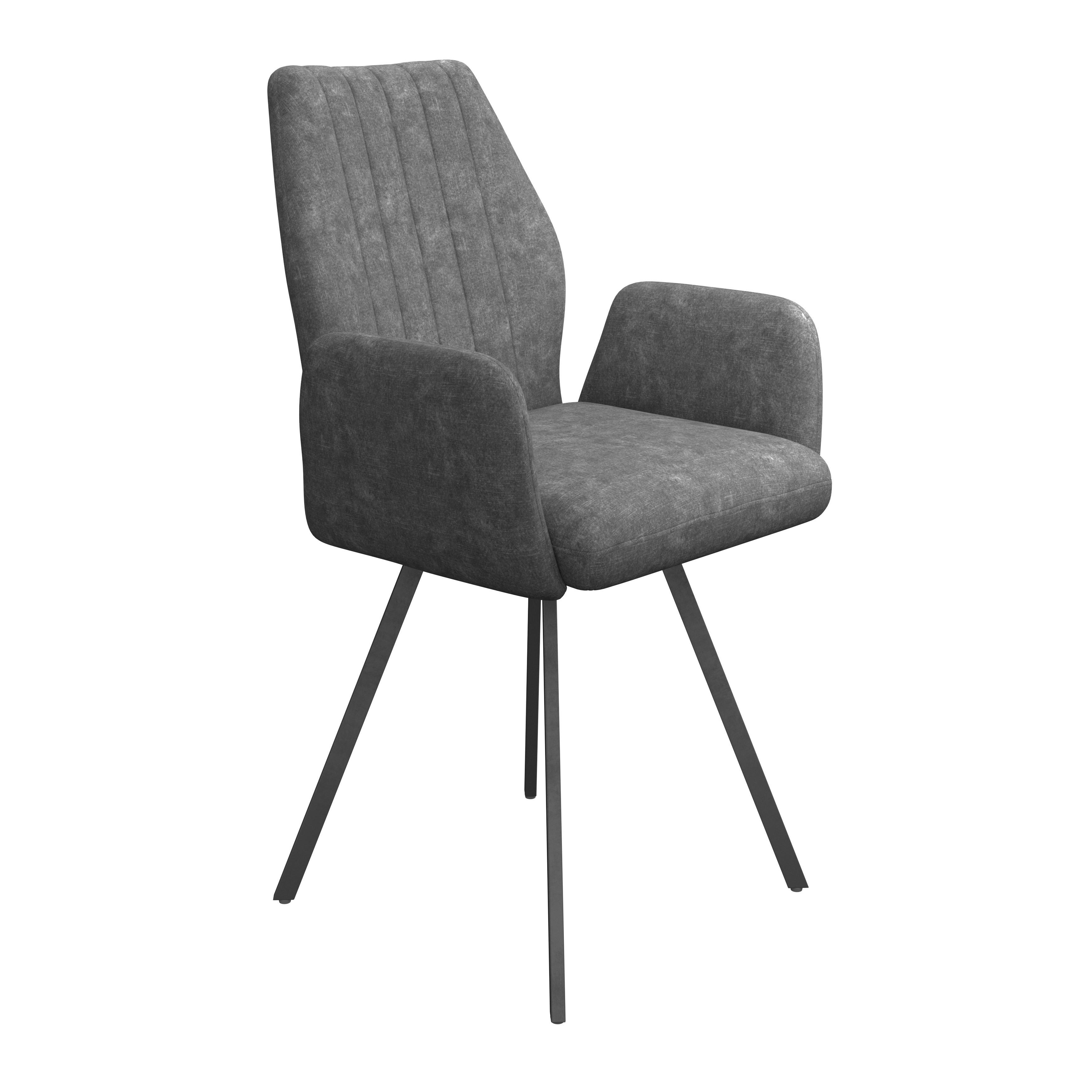 Stol Johanna 2, Siva - siva/črna, Moderno, kovina/tekstil (57/90/60cm)