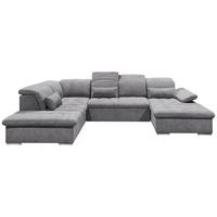 Wohnlandschaft Wayne U inkl. Kissen Grau - Silberfarben/Grau, KONVENTIONELL, Kunststoff/Textil (240/340/188cm) - MID.YOU