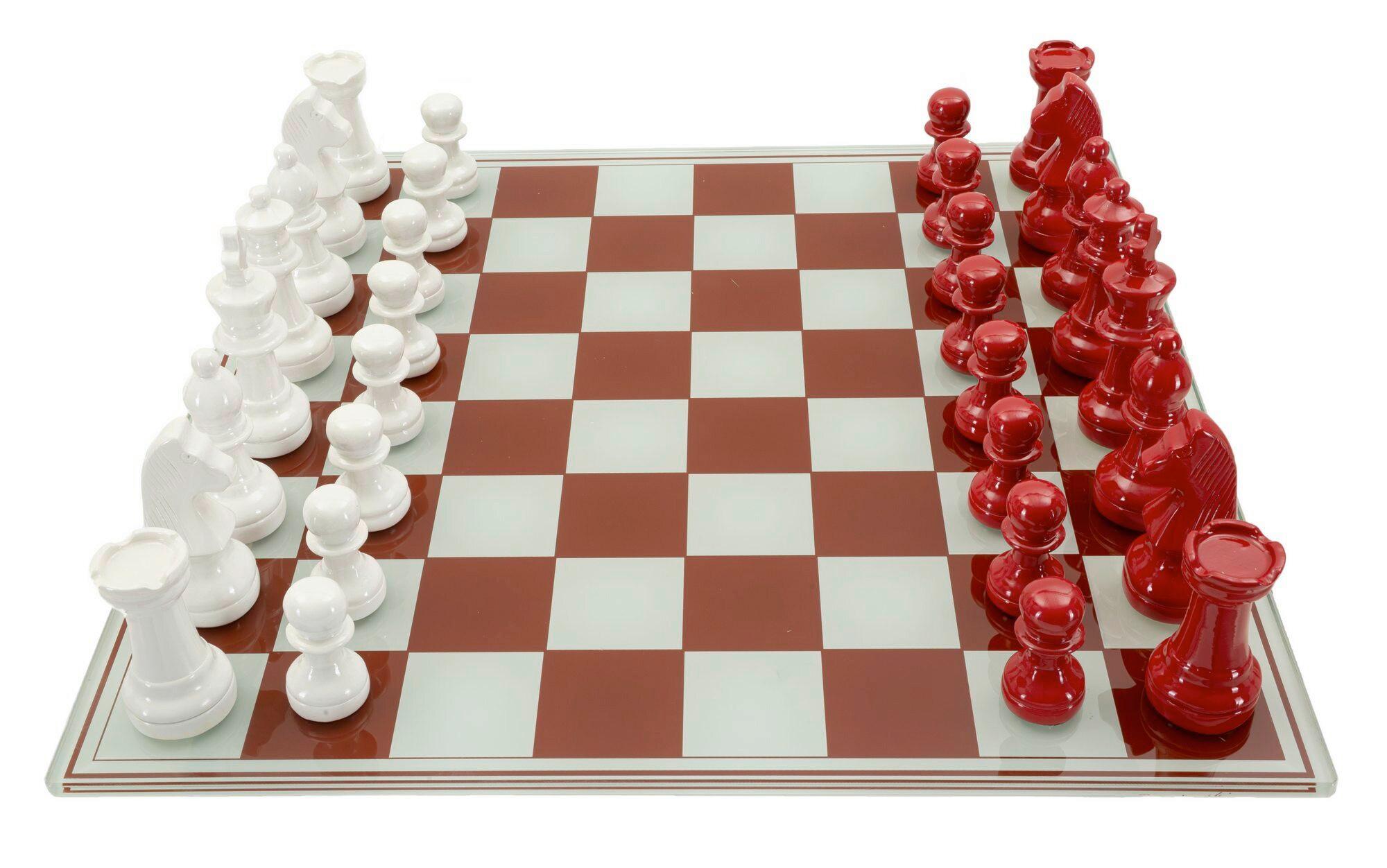 Skulptur Chess Board Red/White Multicolor - Basics, Glas/Kunststoff (61/61/14cm)