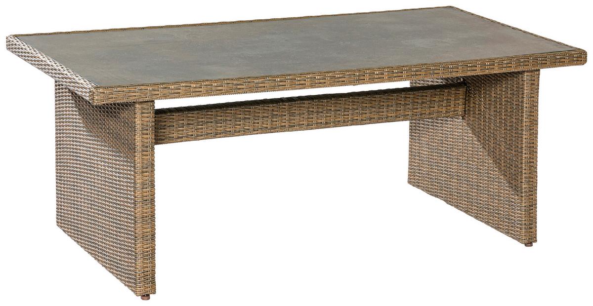 Gartentisch Metall/Kunststoff/ Glas L: 200 cm - Schieferfarben/Beige, KONVENTIONELL, Glas/Kunststoff (200/100/74cm) - Gardenson