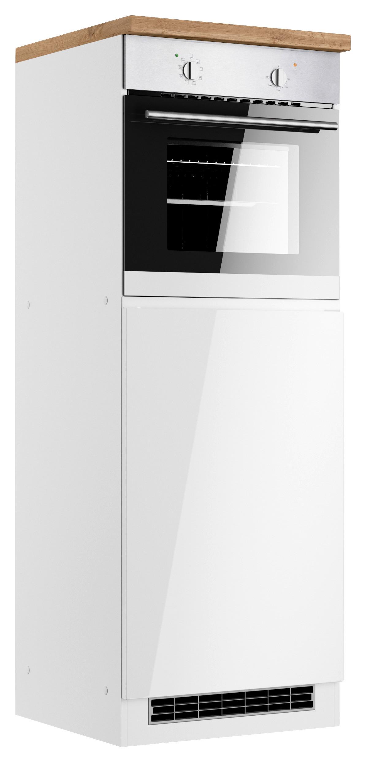 Geräteumbauschrank Monza ca. 60x166 cm Weiß/Eiche - Weiß Hochglanz/Eiche Wotan, LIFESTYLE, Holzwerkstoff (60/166/60cm) - Held