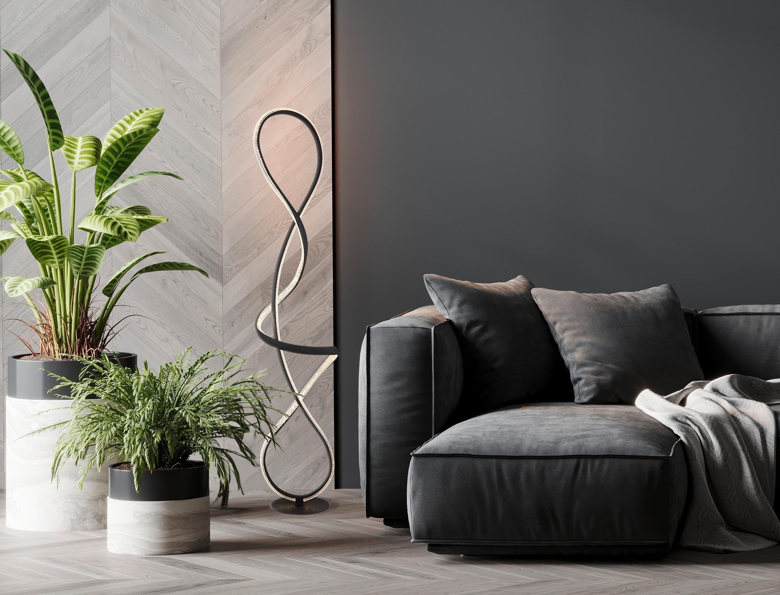 Led Podna Svjetiljka Swirl - prozirno/crna, Design, metal/plastika (26/20/132,5cm) - Globo