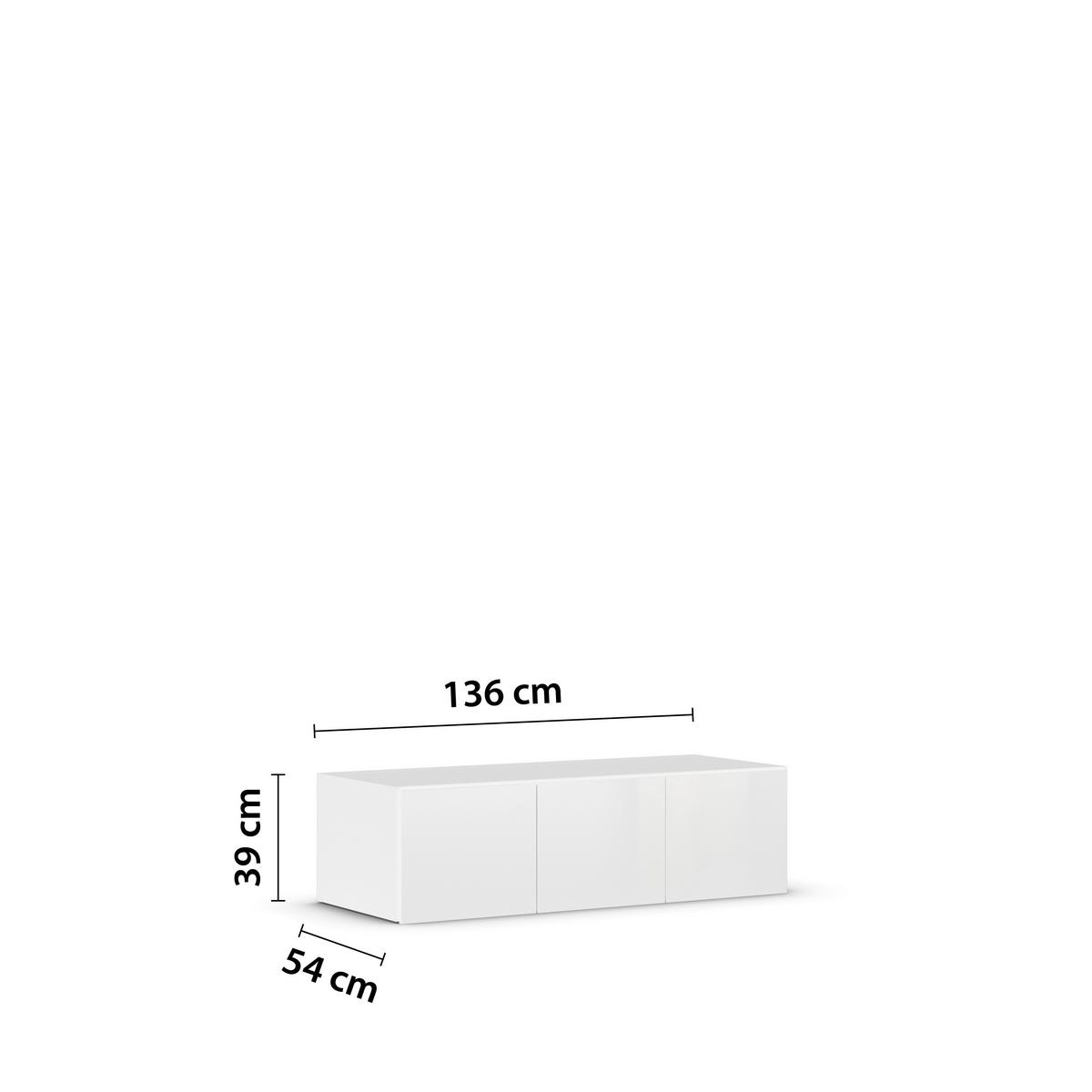 Nastavak Ormara Max - bijela/bijela visoki sjaj, Konvencionalno, drvni materijal (136/39/54cm) - Modern Living