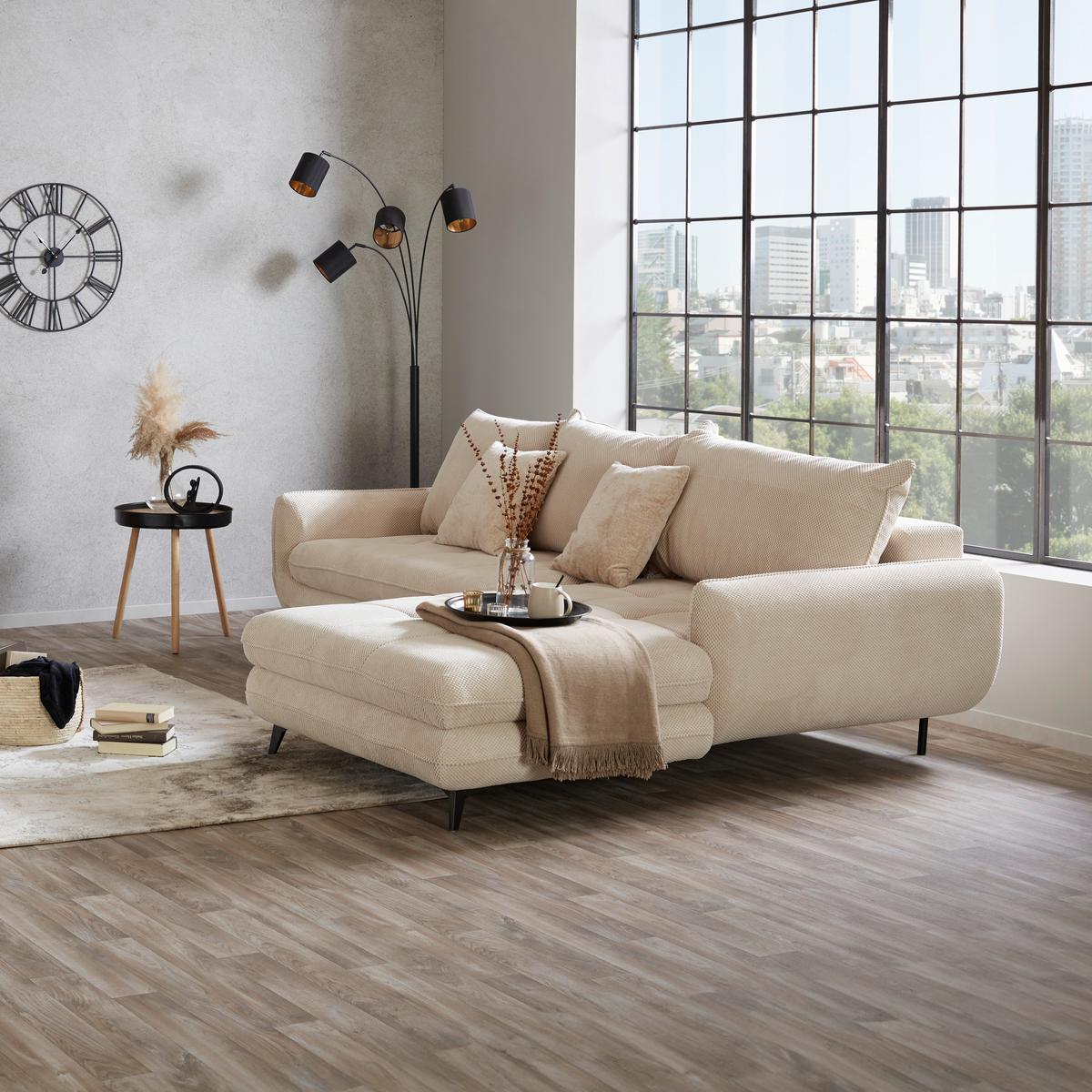 Canapea modulară WAVE - bej, Modern, lemn/metal (266/189cm) - Modern Living