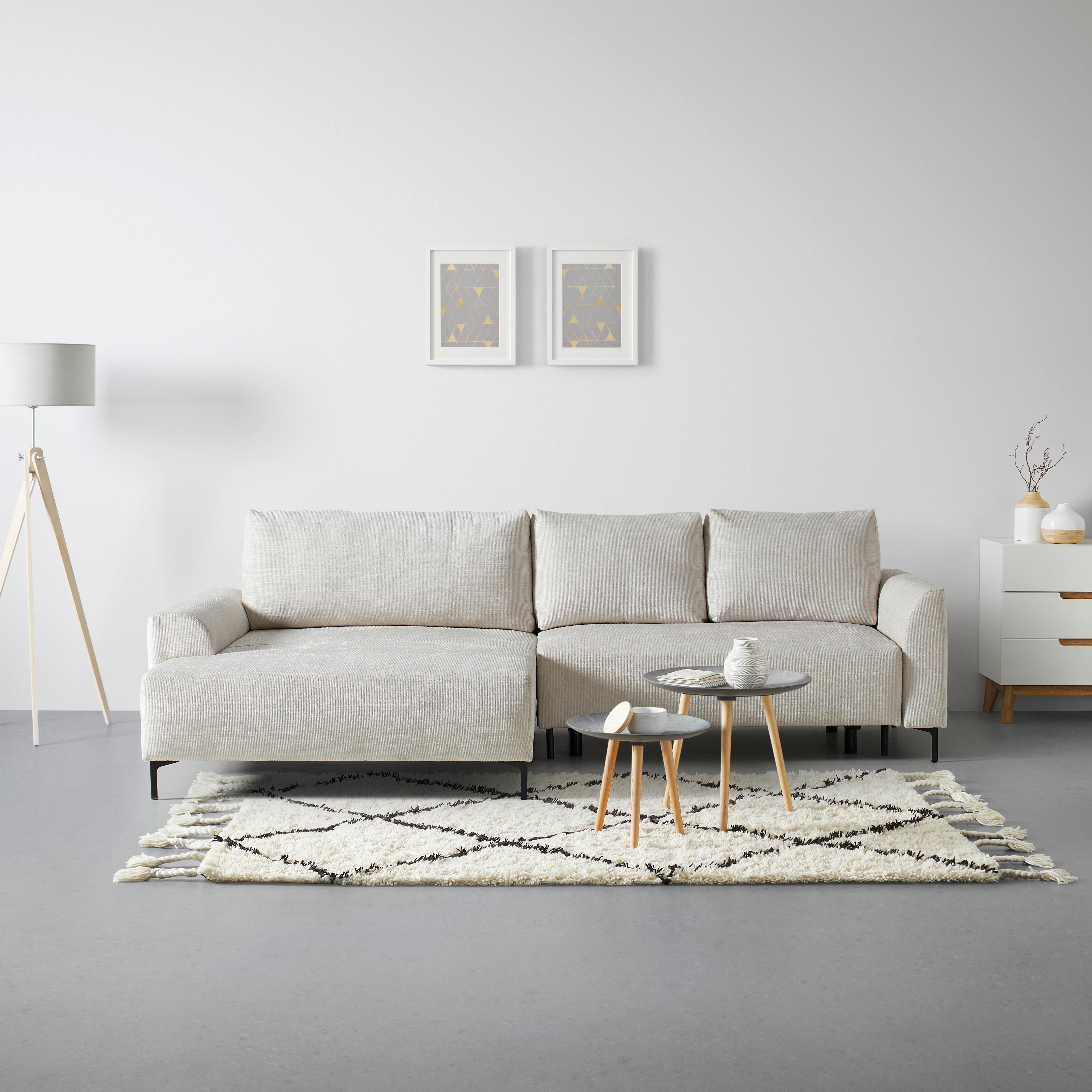 Ecksofa Integra Beige - Beige/Schwarz, Textil/Metall (170/81-93/294cm) - Mömax
