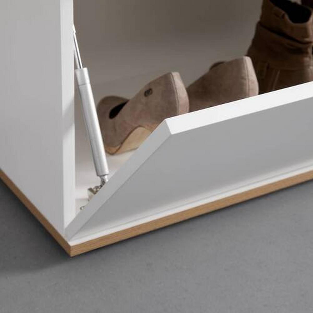 Schuhkipper Cara Weiß/Eichefarben MDF - Eichefarben/Weiß, MODERN (60/45/40cm) - Bessagi Home