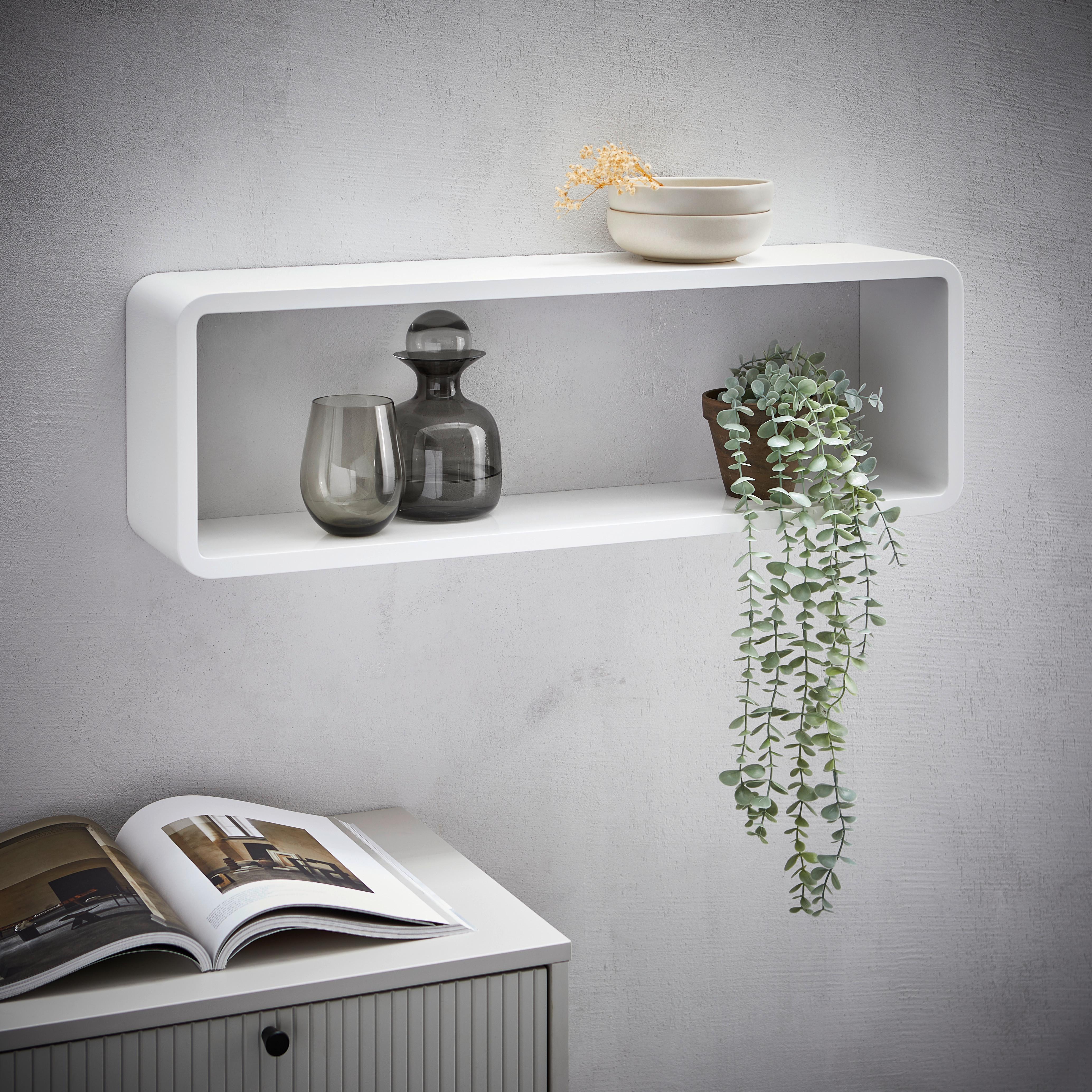 PÓŁKA ŚCIENNA PIT - biały, Basics, materiał drewnopochodny (80/17/25cm) - Xora