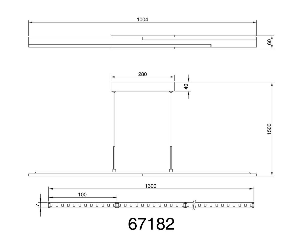 LED-HÄNGELEUCHTE 67182 QUITO - Weiss/Dunkelbraun, Design, Kunststoff/Metall (100,4/6/150cm) - Globo