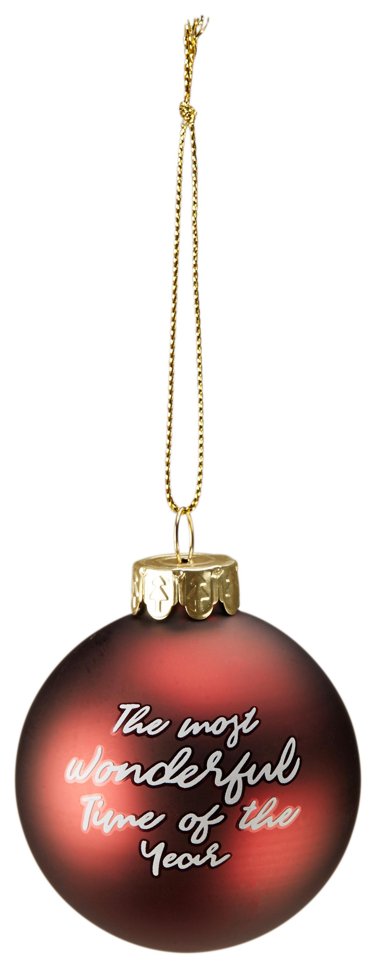 Karácsonyfagömb Noel - sötétvörös/fehér, Üveg/fém (6cm) - Modern Living