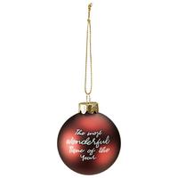 Karácsonyfagömb Noel - sötétvörös/fehér, Üveg/fém (6cm) - Modern Living