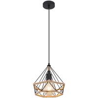 Lampă suspendată Ulleu - maro/negru, Natur, materiale naturale/metal (25/150cm) - Globo