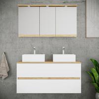 Badezimmer Cosila - Honigeiche/Weiss, Trend, Keramik/Holzwerkstoff (111cm) - MID.YOU