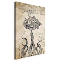 Slika Na Platnu Vintage Submarine - črna/barve kapučina, Basics, tekstil/les (60/90/1.2cm) - artgeist