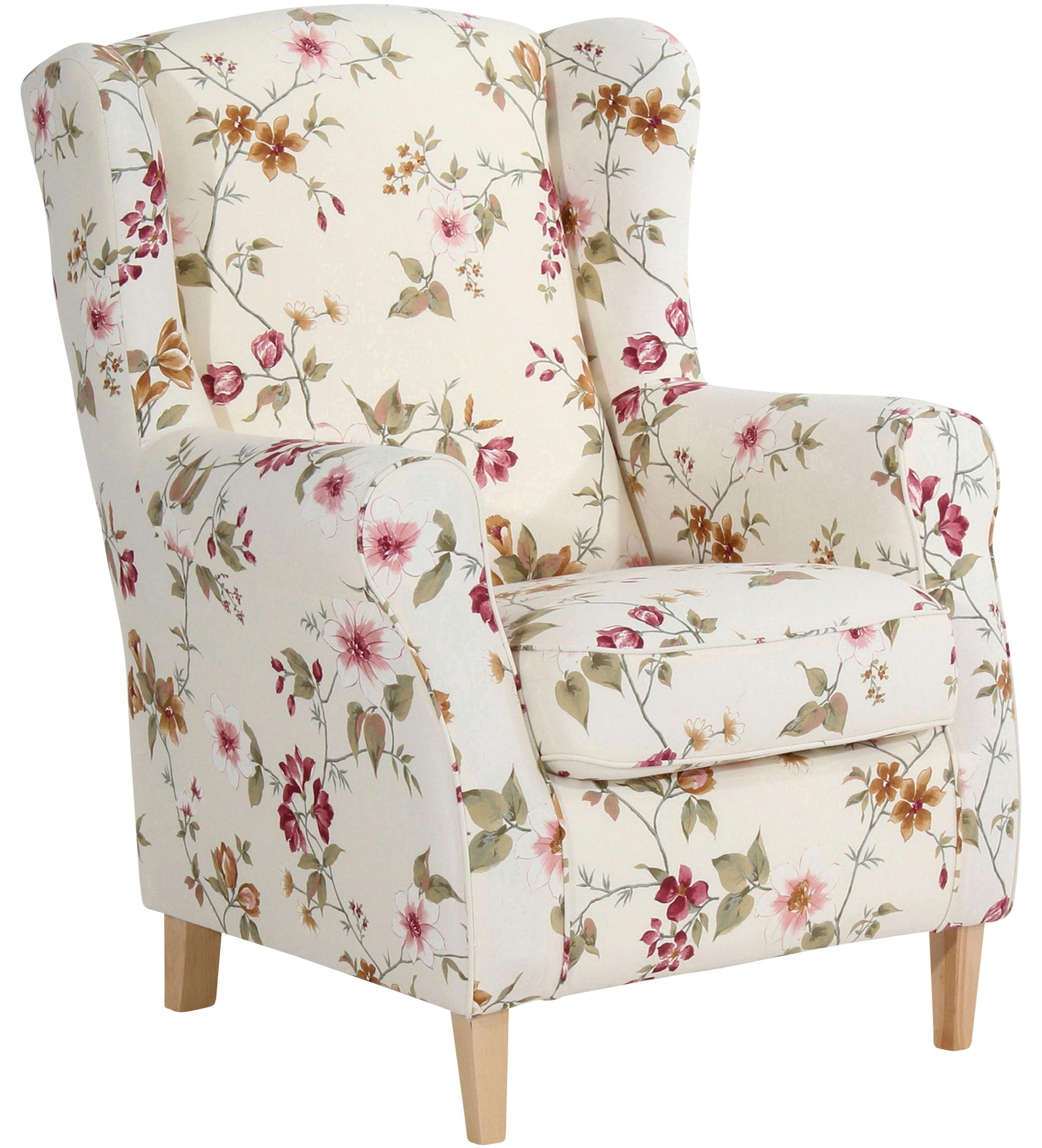 Ohrensessel Lorris Multicolor Flachgewebe - Buchefarben/Multicolor, Design, Holz/Textil (77/103/86cm) - Max Winzer