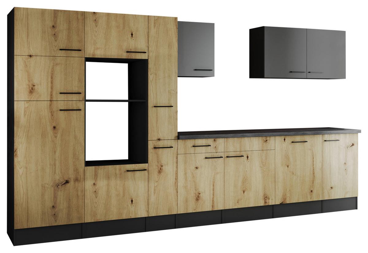 Kuhinjski Blok Brez Aparatov Oliver, 370cm - siva/črna, Design, kovina/leseni material (370cm) - Respekta