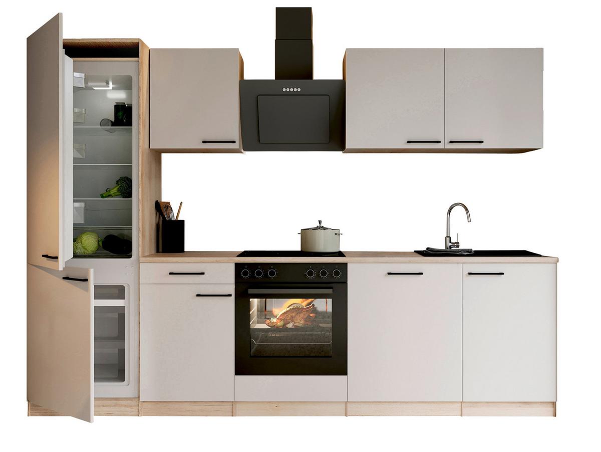 Küchenblock Merle m. Geräten Kaschmir - Kaschmir/Eichefarben, Trend, Holzwerkstoff/Metall (280cm) - Respekta