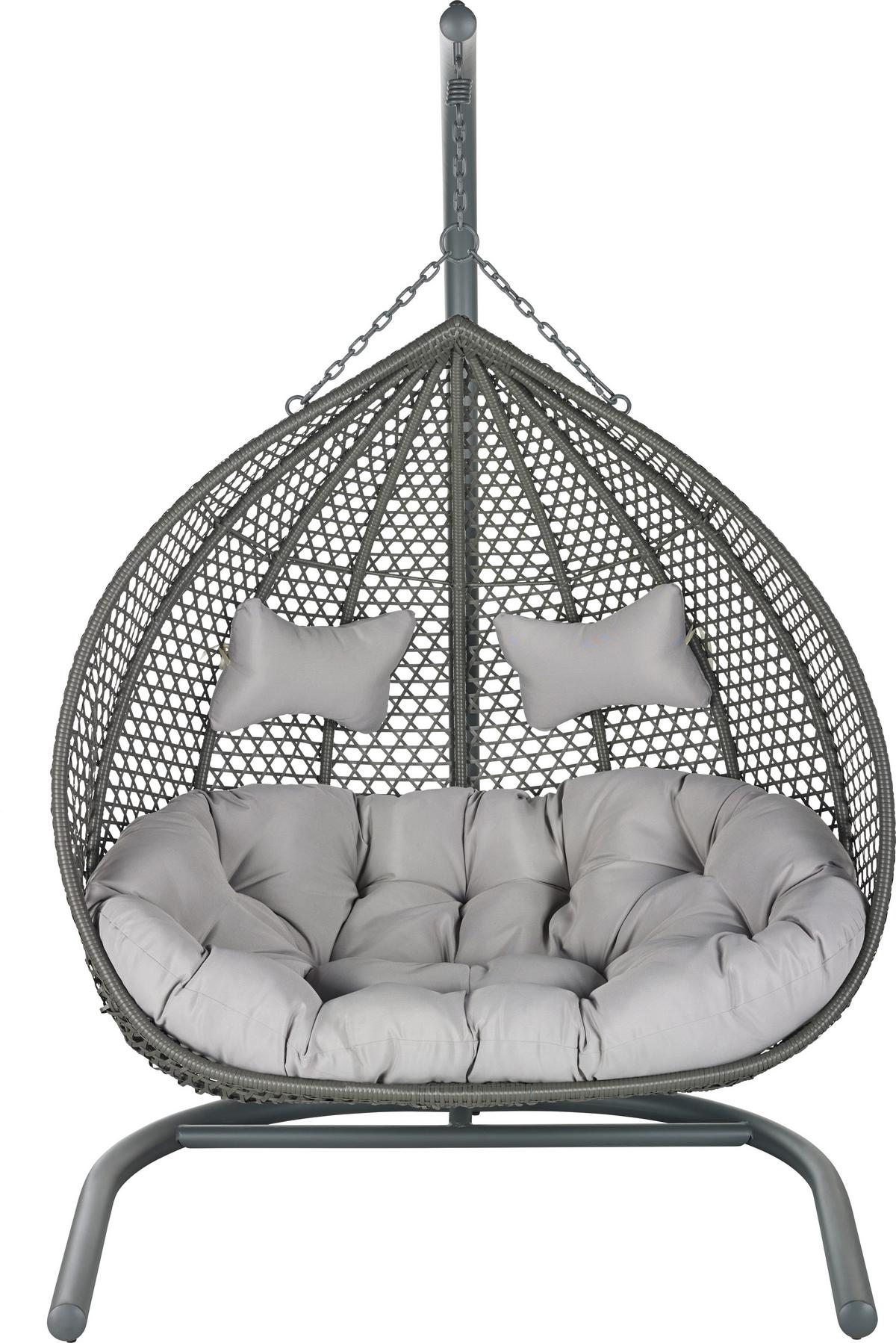 Fotoliu suspendat Bari - gri deschis/gri, Modern, plastic/metal (130/201/116cm) - Bessagi Garden