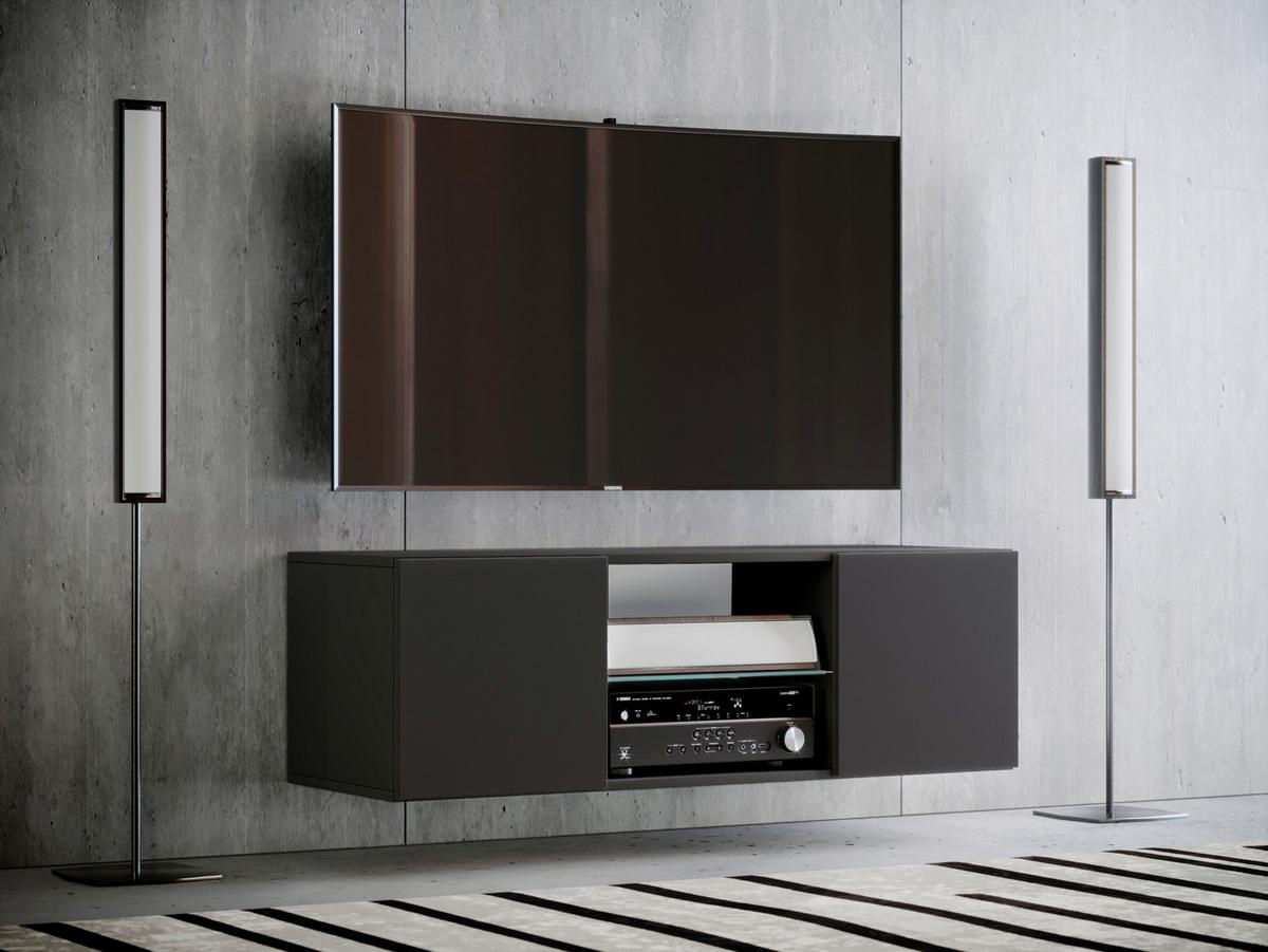 Lowboard Jusa Schwarz B: ca. 115 cm - Schwarz/Alufarben, MODERN, Glas/Holzwerkstoff (115/40/36cm) - MID.YOU