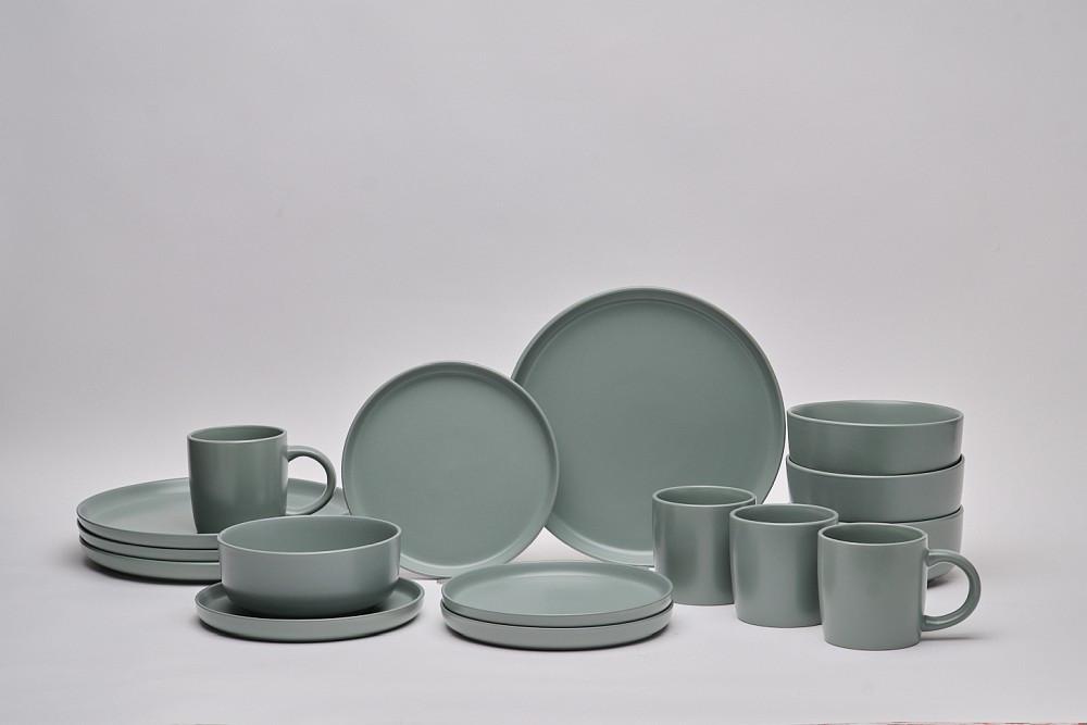 SERWIS OBIADOWO-ŚNIADANIOWY 21010 - zielony, Trend, ceramika - Novel