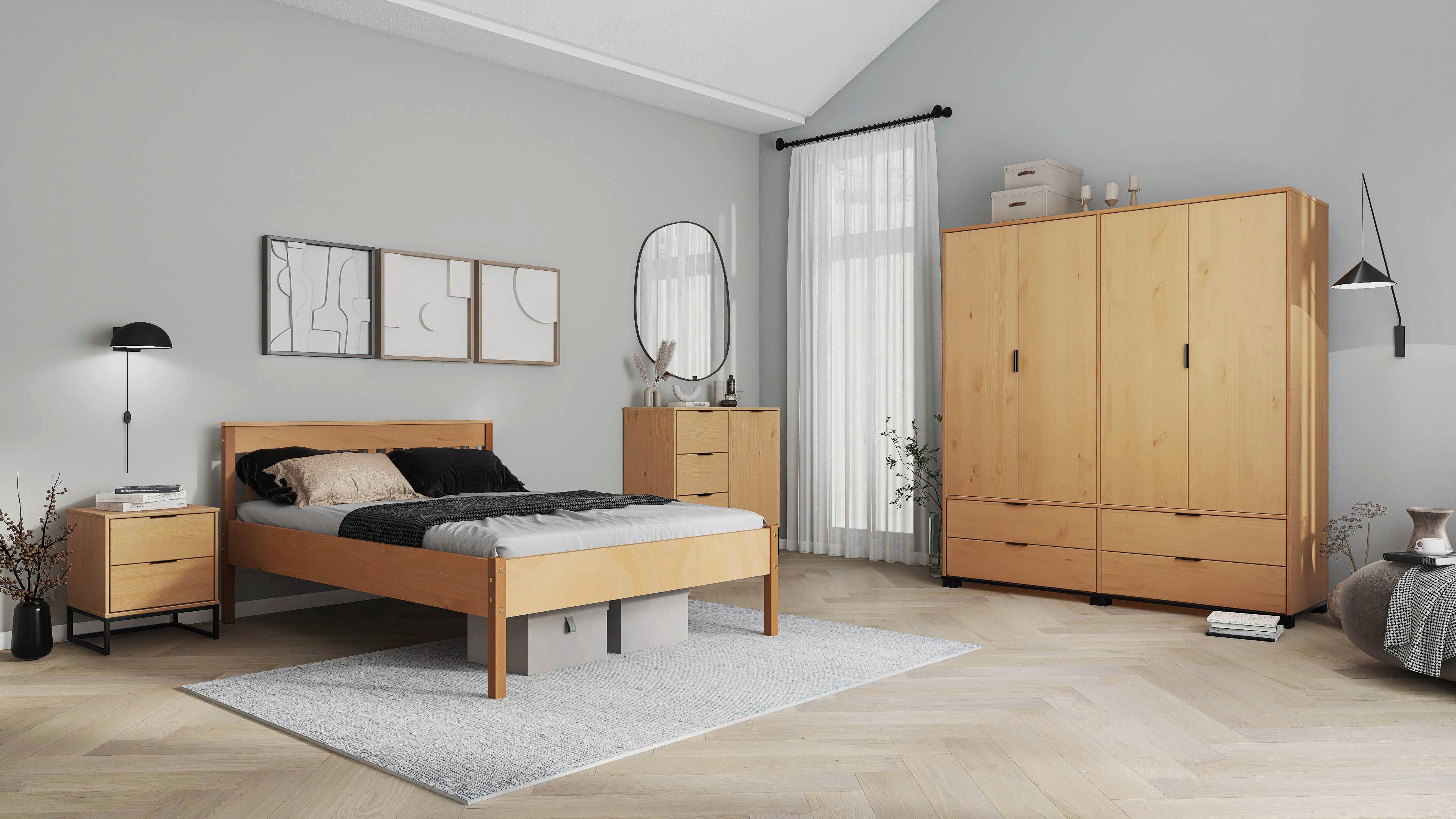 Bett Luna ca. 140x200 cm Kiefer - Eichefarben/Naturfarben, MODERN, Holz (140/200cm) - MID.YOU