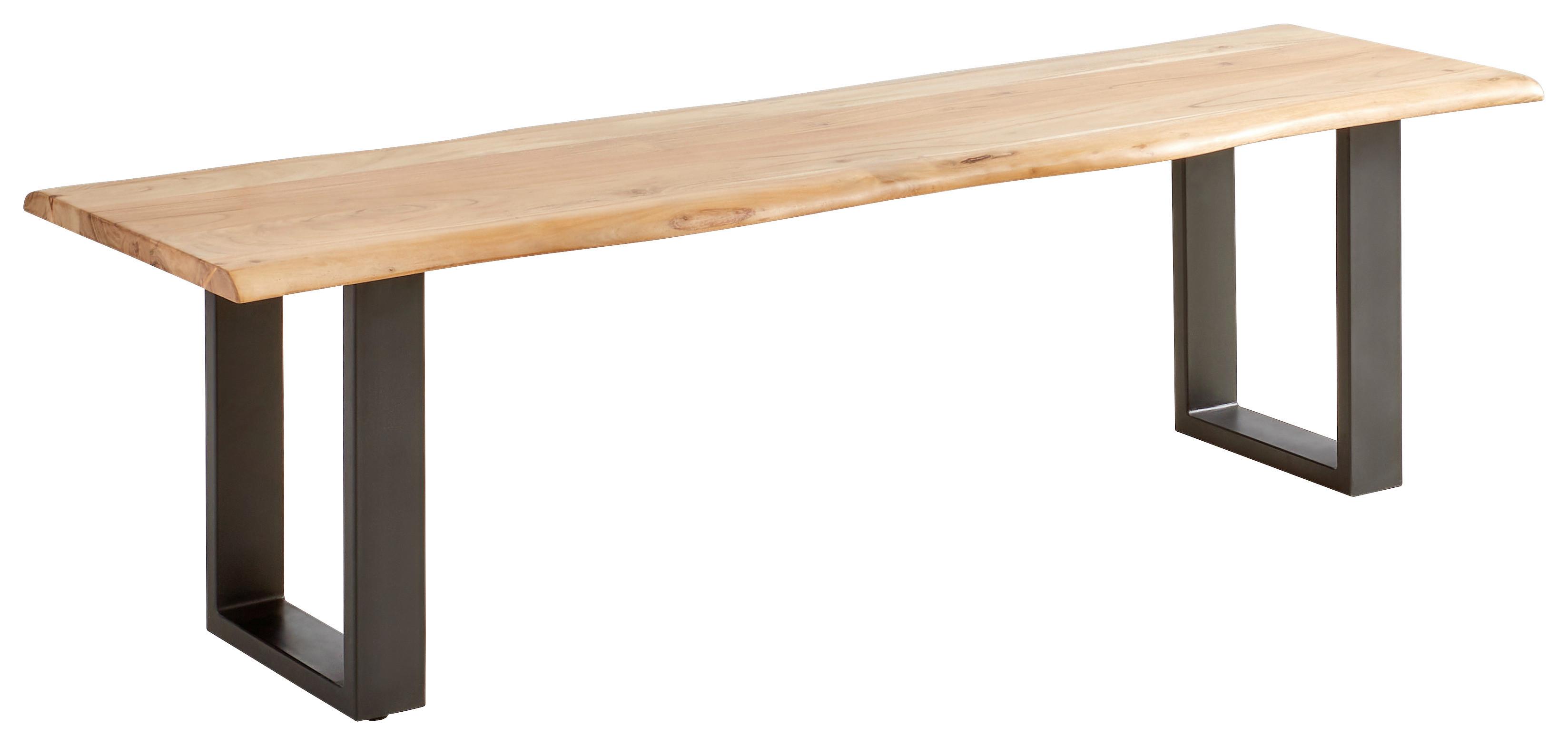 ŁAWKA RUNNER 2 - kolor akacjowy/czarny, Basics, metal/drewno (120/45/45cm) - MID.YOU