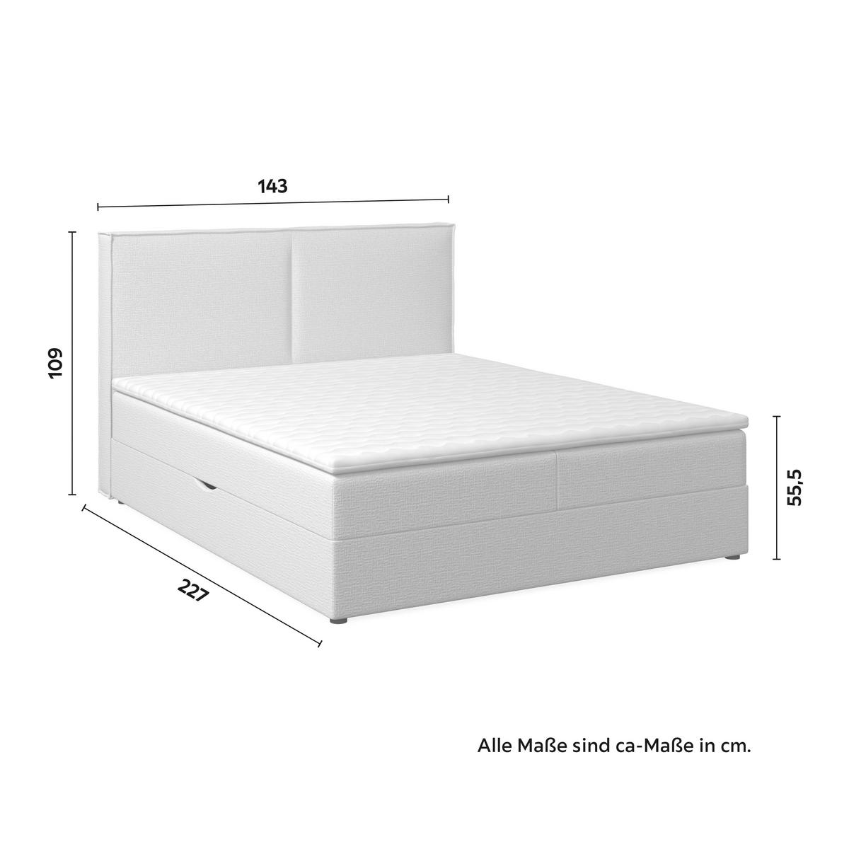 Boxbett Imola ca. 140x200 cm Creme inkl. Topper - Creme/Schwarz, MODERN, Holz/Kunststoff (140/200cm) - Bessagi Home