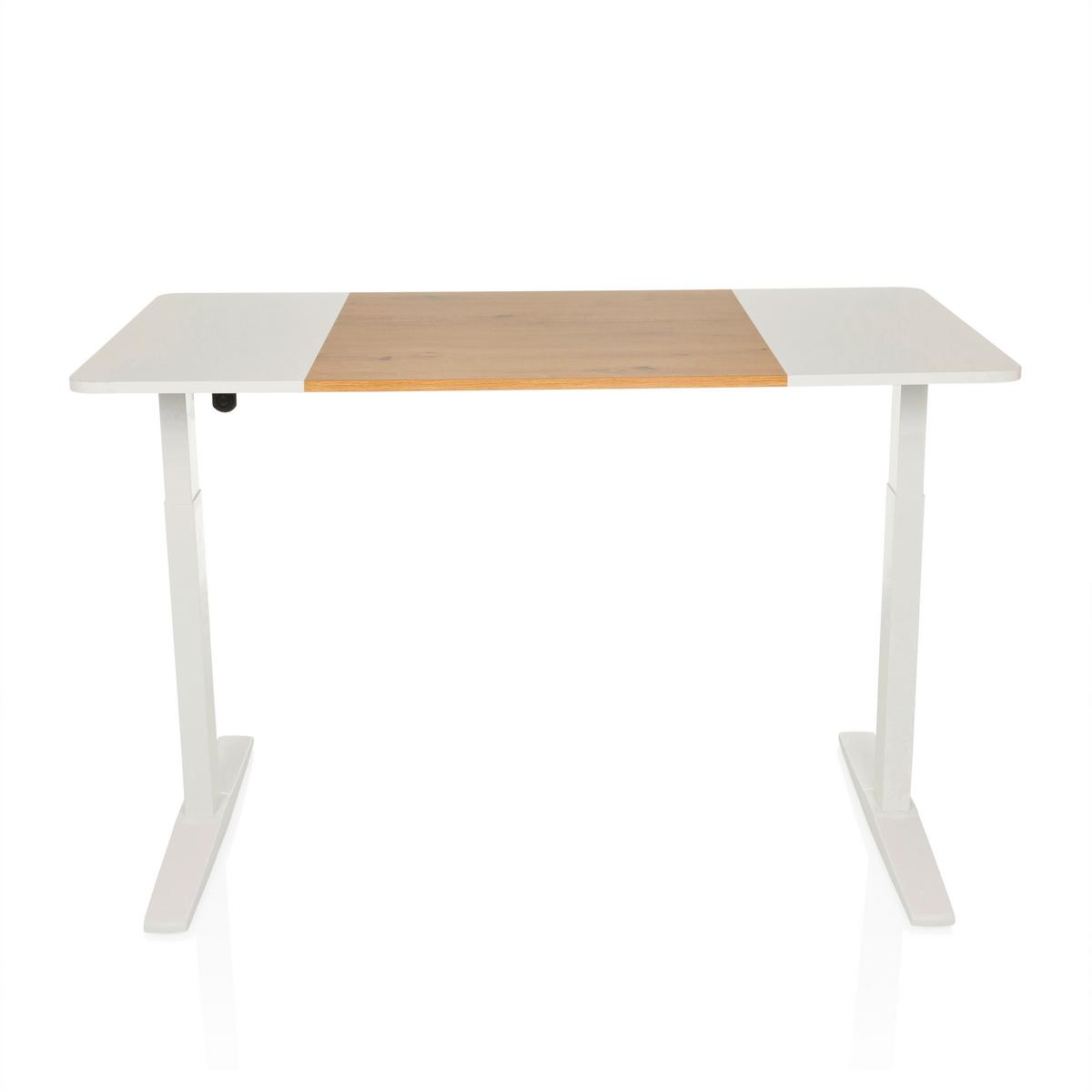 Pisalna Miza Stand T3, Bela, Hrast - barve hrasta/bela, Moderno, kovina/leseni material (140/70/73 - 118cm) - MID.YOU