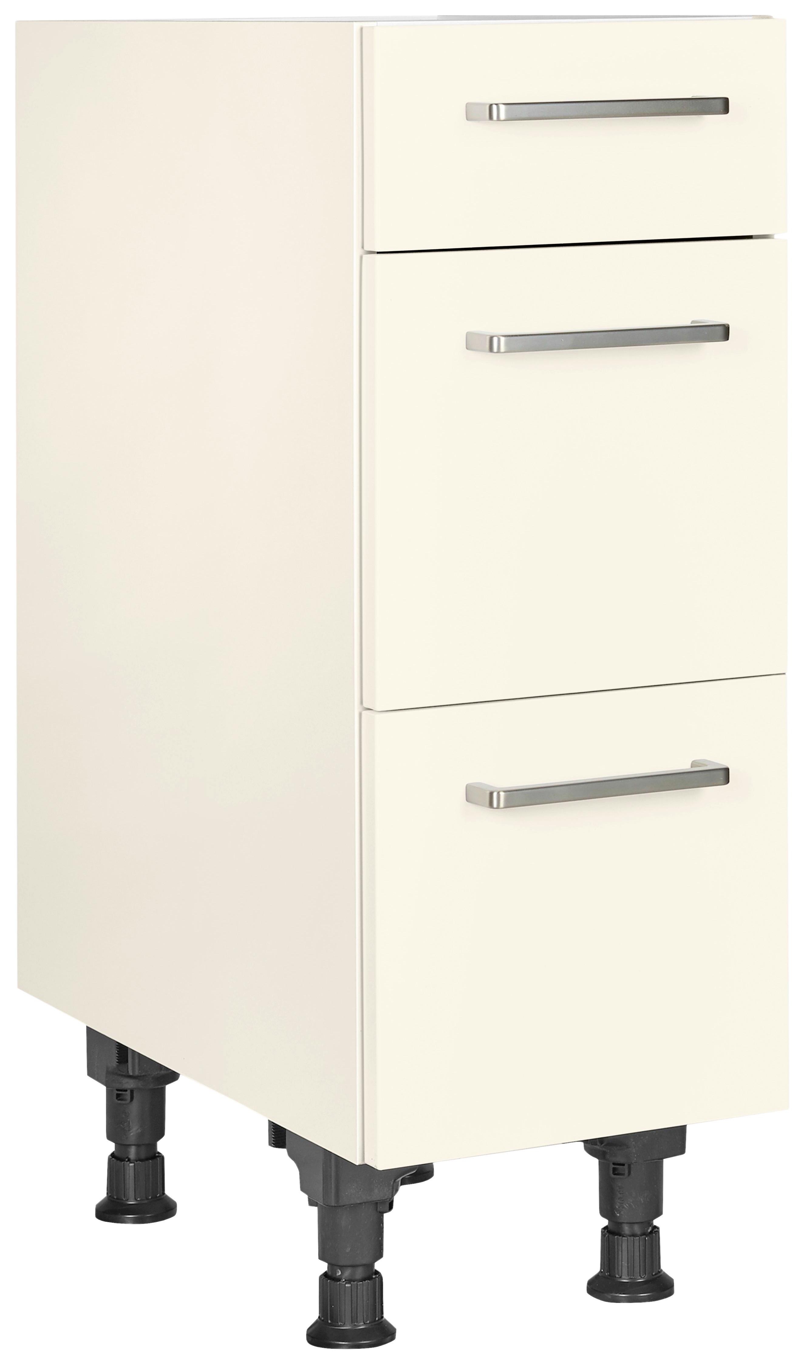Schubkastenunterschrank Touch Magnolie - Edelstahlfarben/Magnolie, MODERN, Holzwerkstoff/Metall (30/87/56cm) - Nobilia