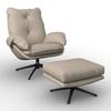 Sessel Andrea Lederlook Beige - Beige/Schwarz, MODERN, Holz/Textil (82/105/80cm) - Bessagi Home