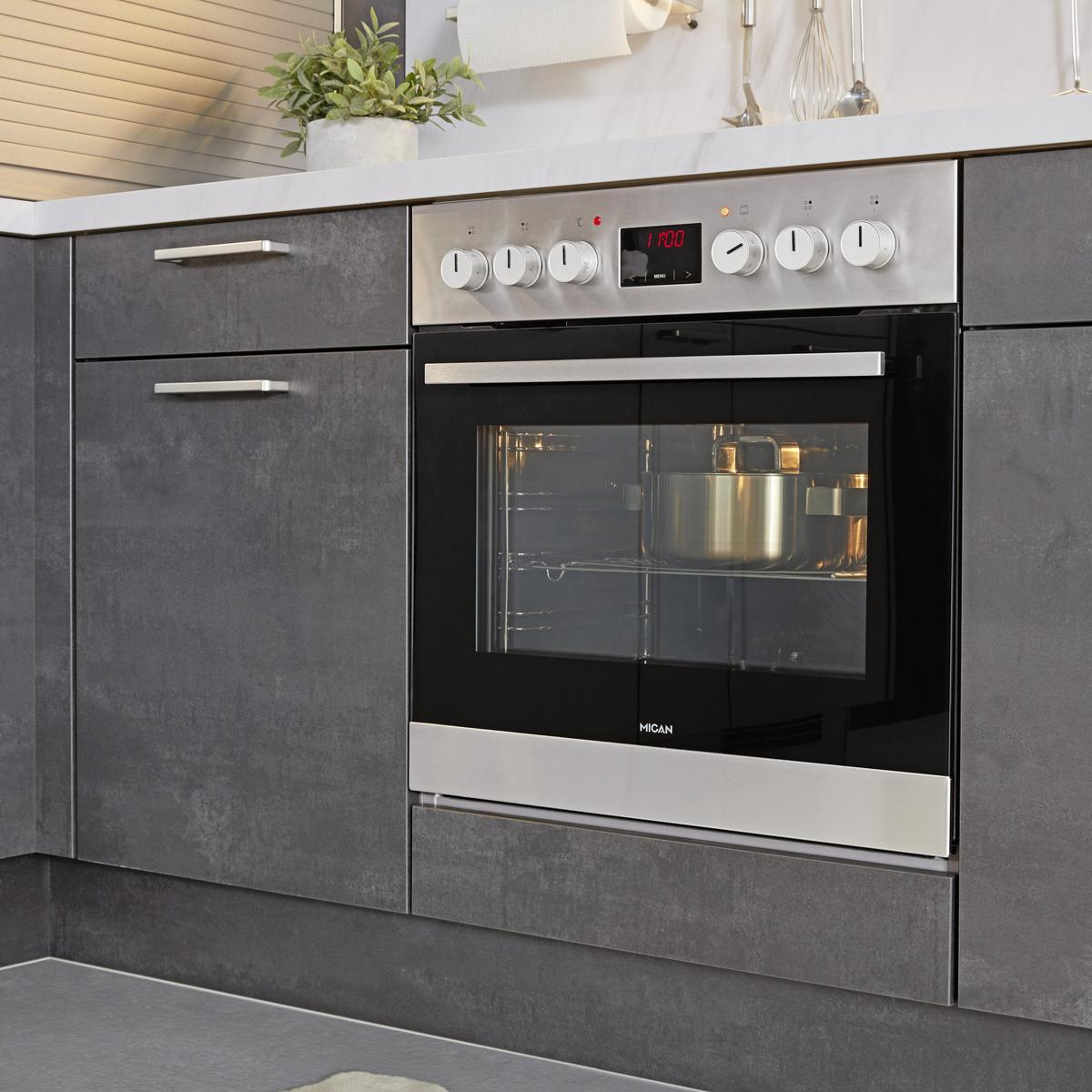 Eckküche Laser in Schwarzbeton NB - Schieferfarben/Schwarz, MODERN, Holzwerkstoff (288/228cm) - Nobilia