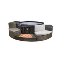 Whirlpool Netspa Octopus ca. 290 cm mit Umrandung+5 Möbel - Schwarz, Basics, Leder/Kunststoff (290/73cm) - Atrigo